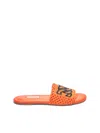 Casadei Crochet-embellished Flat Sandals In Orange
