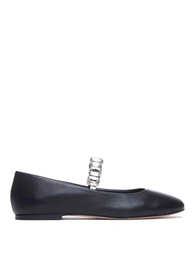 Casadei Black Ballet Shoes With Crystal Embellishments