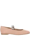 Casadei Leather Ballet Flats With Crystal Embellished Strap
