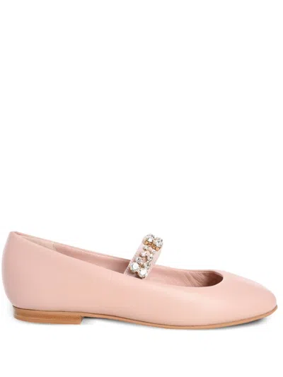 Casadei Crystal-embellished Ballerina Shoes In 粉色