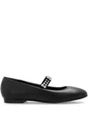 Casadei Ballet Flats With Crystals Loafers & Slippers In Black