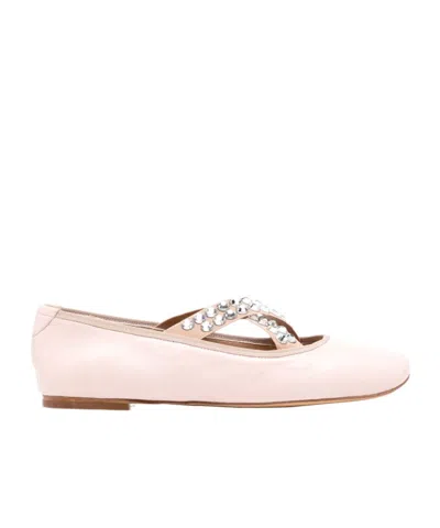 Casadei Crystal-embellished Ballerina Shoes In Pink