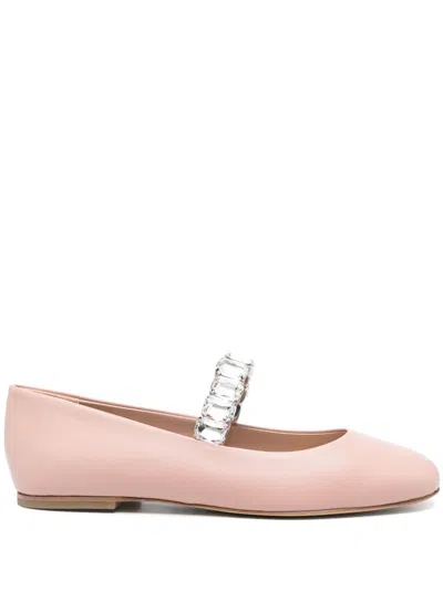 Casadei Crystal-embellished Ballerina Shoes In Pink