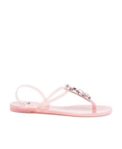 Casadei Crystal-embellished Beach Flip Flops In Pink