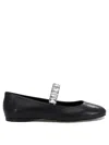 Casadei Crystal-embellished Black Leather Ballerinas In Black