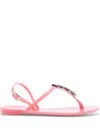 Casadei Crystal-embellished Jelly Flip-flops