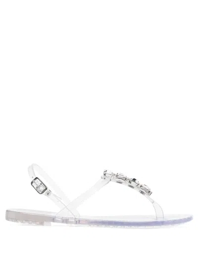 Casadei Crystal-embellished Jelly Sandals In White