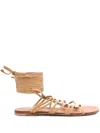 Casadei Crystal-embellished Lace-up Sandals In Brown