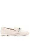 Casadei Crystal-embellished Loafers In Neutrals