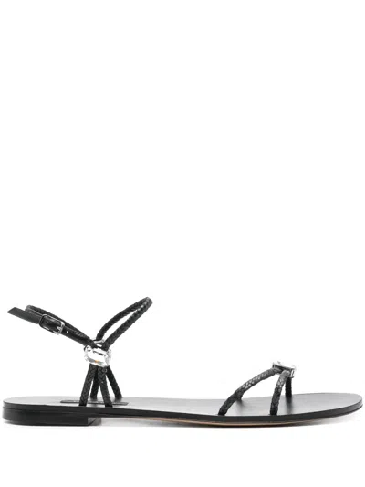 Casadei Crystal-embellished Sandals In Black