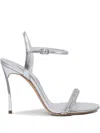 Casadei Embellished Metallic Open Toe Sandals In Silver