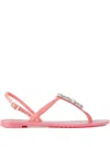 Casadei Crystal-embellished Thong-strap Sandals In Pink