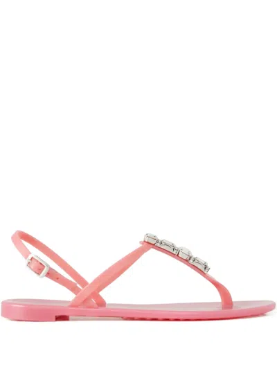 CASADEI CRYSTAL-EMBELLISHED THONG-STRAP SANDALS