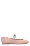 Casadei Leather Ballet Flats With Crystal Embellished Strap