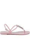 Casadei Crystal Thong Sandals In Pink