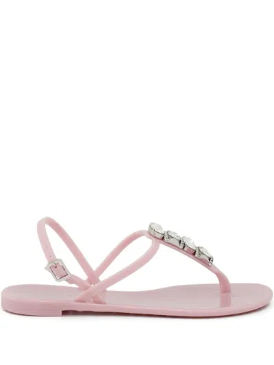 Casadei Crystal Thong Sandals In Pink