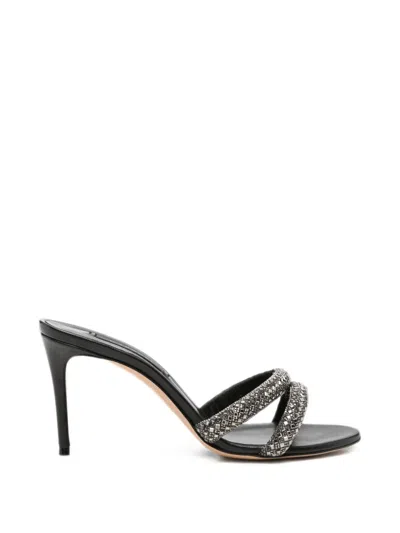 Casadei Crystal-embellished Heeled Sandals In Black