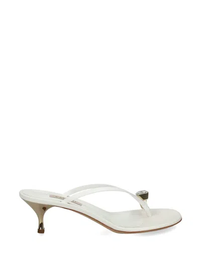 Casadei Crystal-embellished Leather Sandals In White
