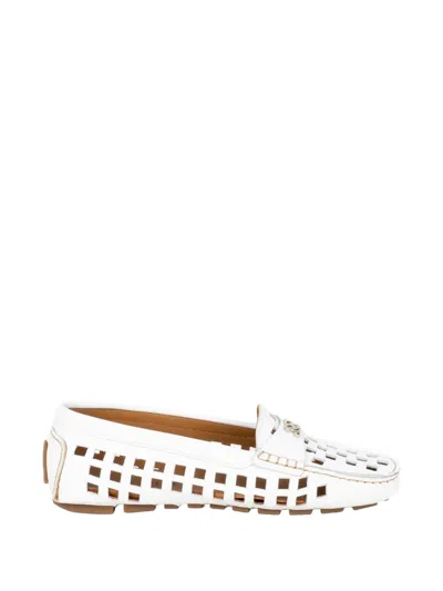 Casadei Cut-out Logo-plaque Loafers In White
