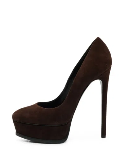 Pre-owned Casadei Daisy Suede Heeled Pumps In Brown