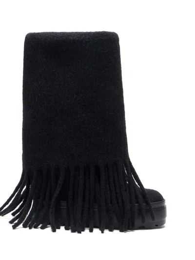 Casadei Dakota Fringed Wool Boots In Black