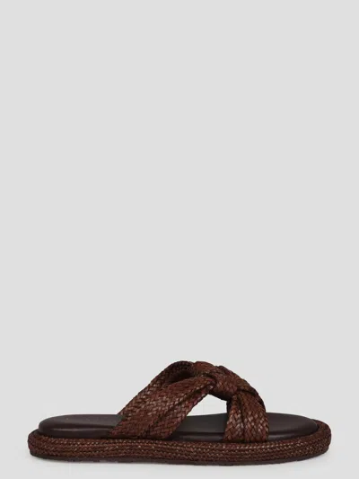 Casadei Dama Lido Faux-leather Sandals In 褐色