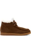 Casadei Dami Passage Shearling-trim Lace-up Boots In Brown