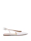 Casadei Dancer Ankle Strap Flat Pumps In White