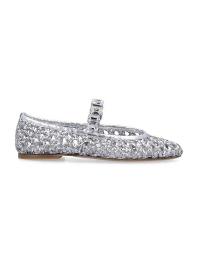 Casadei Lace-up Shoes With Embellished Round Toe In Silver