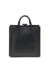 Casadei Braided-handle Embossed-logo Tote Bag In Black