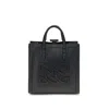 Casadei Braided-handle Embossed-logo Tote Bag In Black
