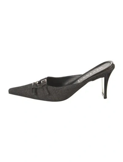 Pre-owned Casadei Denim Mules In Black