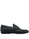 Casadei Dollaro Debossed-logo Leather Loafers In Blue