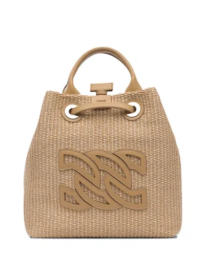 Casadei Dome Baia Woven Bucket Bag In Neutral