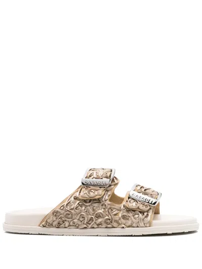 Casadei Double-buckle Sandals In Neutral