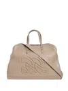Casadei Double C Embossed Leather Tote Bag