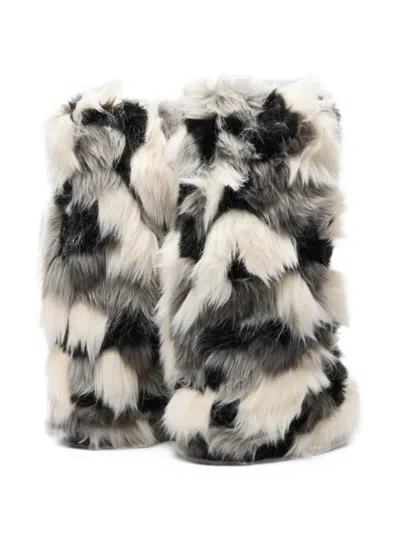 Casadei Double Face Husky Patchwork Boots In Gray