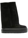 Casadei Black Boots With Turn-up With Platform In Suede Woman In Black