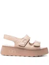 Casadei Adjustable Strap Beige Leather Sandals In Neutral