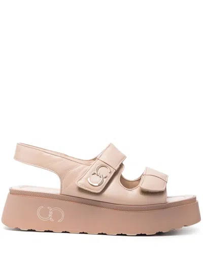 Casadei Double-strap Platform Sandals In Neutrals