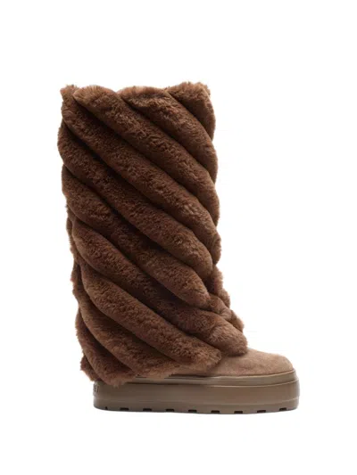 Casadei Double-face Wool Boots Boot  In Brown