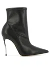 CASADEI ELEGANT BLACK ANKLE BOOTS FOR WOMEN, HIGH QUALITY LEATHER SOLE AND POINTED TOE