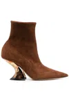 Casadei Elodie 85mm Ankle Boots In Brown