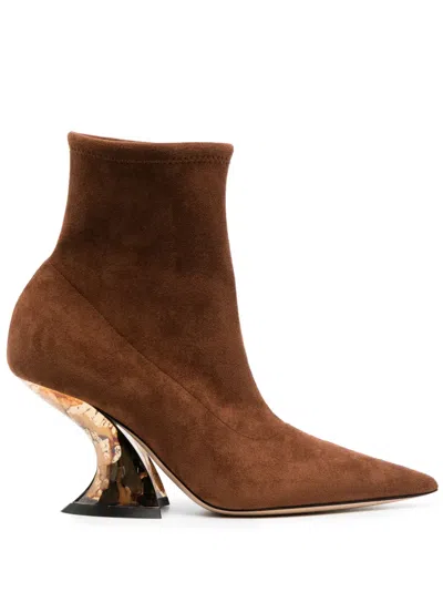 Casadei Elodie 85mm Ankle Boots In Brown