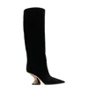 Casadei Elodie 85mm Knee-length Suede Boots In Black