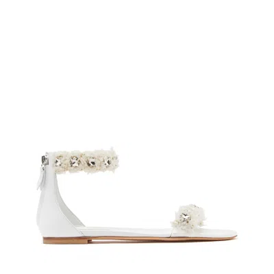 Casadei Elsa Leather Sandals - Woman Flats And Loafers White 39