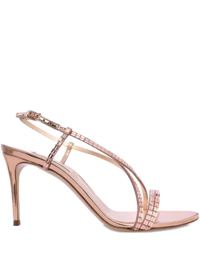 Casadei Embellished Criss-cross Sandals In Pink