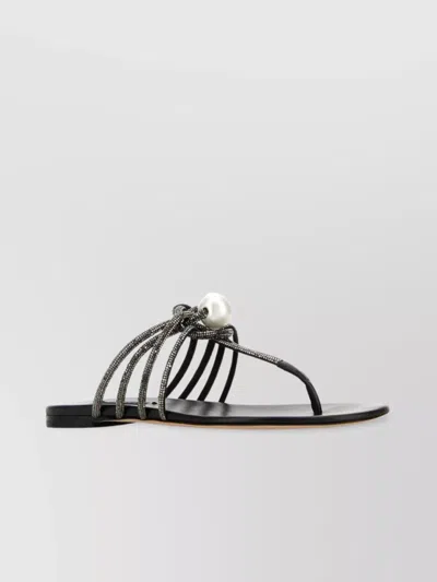 CASADEI EMBELLISHED FABRIC LABUAN THONG SANDALS