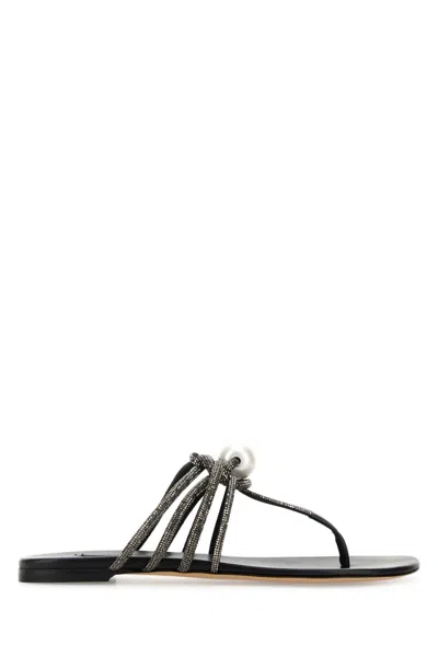 CASADEI CASADEI EMBELLISHED FABRIC LABUAN THONG SLIPPERS