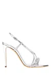 Casadei Embellished Fabric Starsway Sandals In Silver